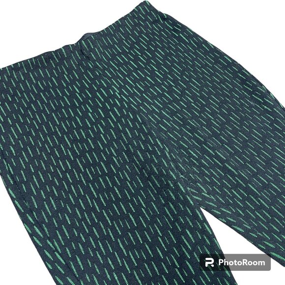 Women's ZARA Flared Leg Knit Pants‎ Black/Green Stretch Elastic Waist- Size M - Picture 5 of 8